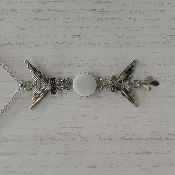 414- Couple Birds With A Natural Stone Women's Handmade Necklace NWT - Picture 4 of 9